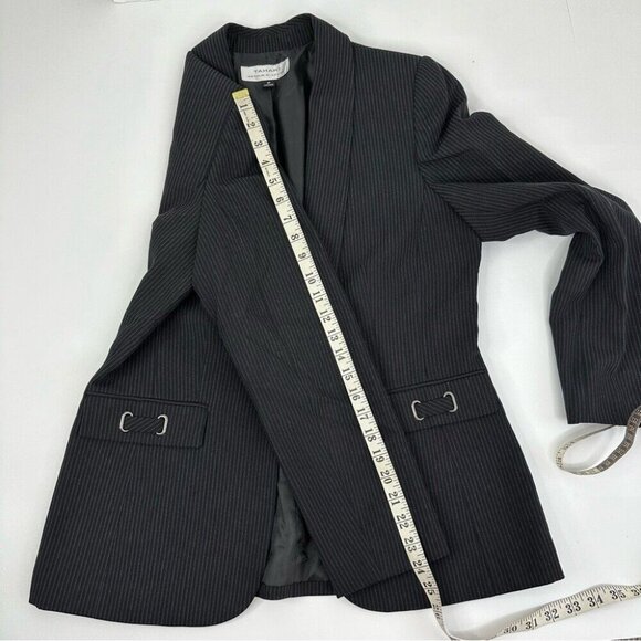 Tahari ASL Women's Black and Grey Career Pinstripe Designer Blazer 12/C40 - Picture 14 of 15